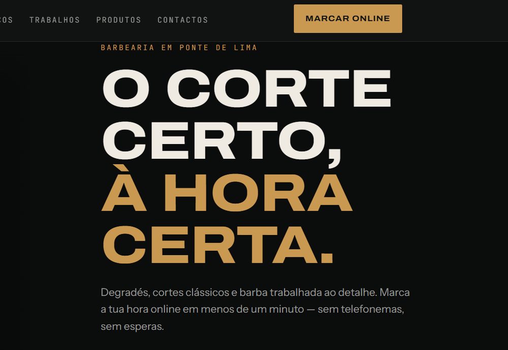 Captura de ecrã do website Jérôme Barber Studio