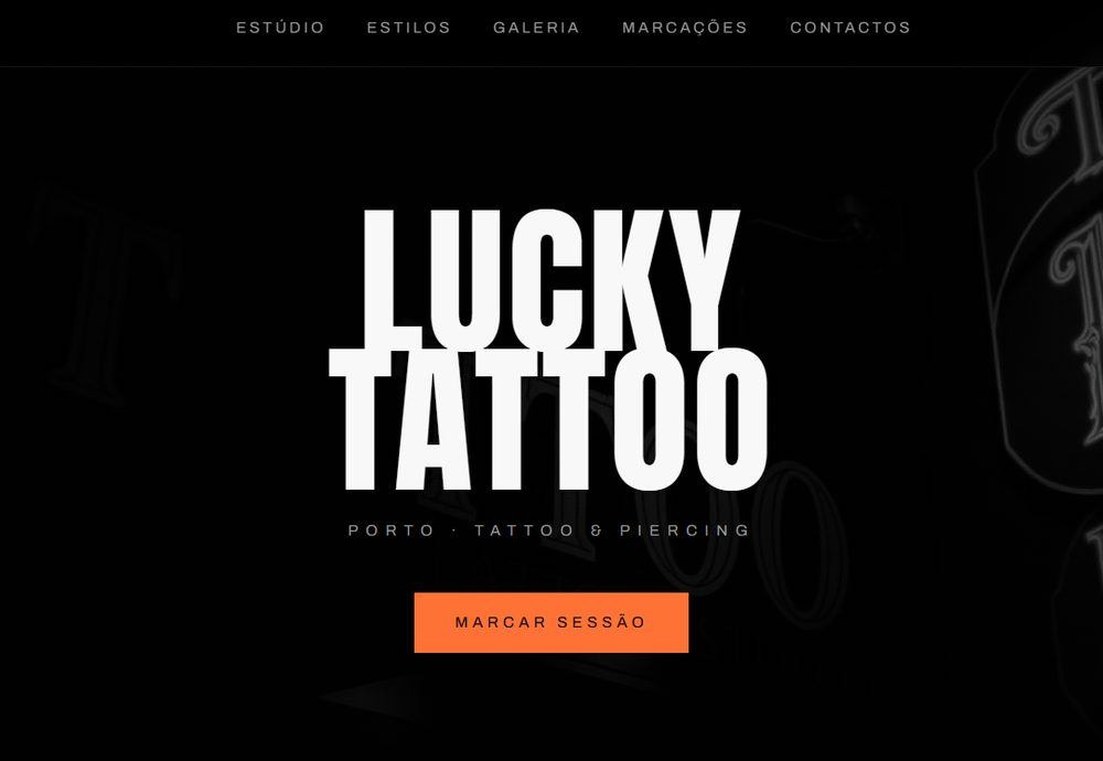 Captura de ecrã do website Lucky Tattoo
